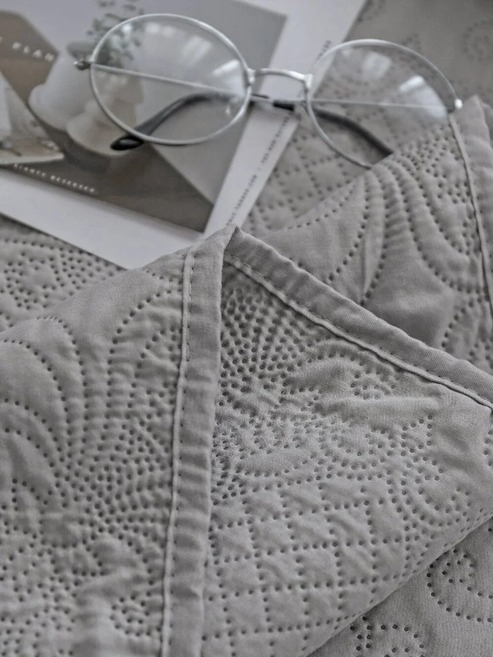 Twin Grey Quilted Soft & Cozy Quilt Set